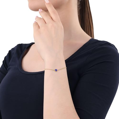 Bracelet femme argent 925 doré AMOR AMR-B0011 avec lapis-lazuli et pendentif cœur - 2