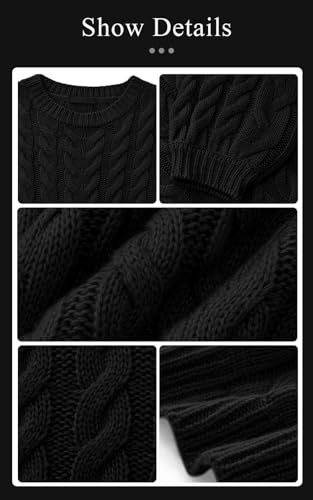 Image of PRETTYGARDEN Womens Sweaters Spring 2026 Cable Knit Long Sleeve Crewneck Oversized Sweater Chunky Pullover Loose Outfits