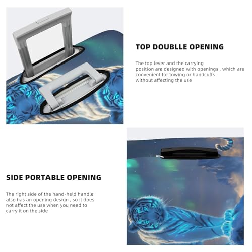 Aurora White Tiger Standing Travel Luggage Covers - Elasticity Suitcase Covers Protector for Luggage 18-32 Inch4