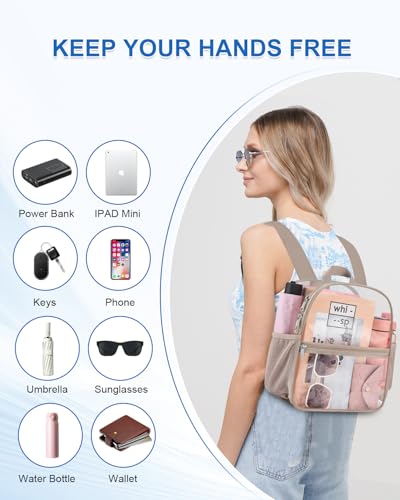 Image of Clear Backpack for Stadium Events, 12x12x6 Small Clear Plastic bag with Reinforced Straps for Game Security Festival Concert