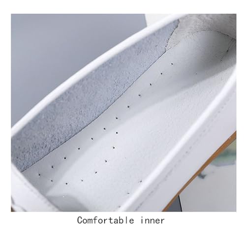 CLSQLXYJZC Women's Comfortable Moccasin, Women Slip-On Slip Resistant Flat Hollow Out Breathable Leather Nursing Shoes, Fashionable Non Tiring Feet Arch Support Loafers, for Hospital Nurse4