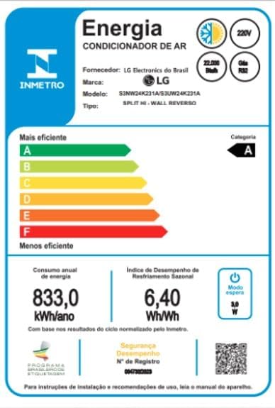 Ar Condicionado Hi Wall LG Dual Inverter Voice 24.000 Btus Quente e Frio 220v R-32