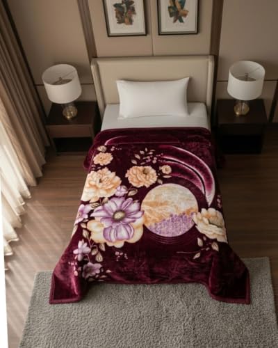 Image of Signature Premium Winter Mink Blanket for Single Bed | Heavy Warm Soft Blanket for Winters | Ultra Soft, Skin Friendly, Breathable, Single Layer Mink Blanket for Adults & Kids (Velvet Blossom)