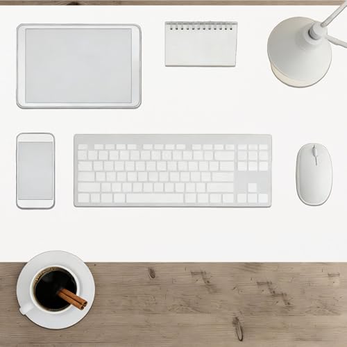 Almohadilla de Escritorio 58 x 80 cm Impermeable Protector de Escritorio Pad Resistente a Arañazos para Jugadores Oficina Hogar, Blanco