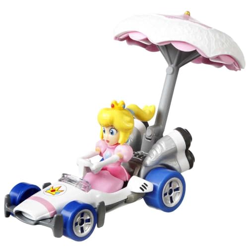 Hot Wheels Mario Kart Princess Peach en B-Dasher Kart miniatura 2