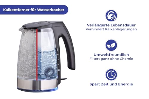 Kalkfänger Mod. Hexi Edelstahl Kalkschutz Wasserkocher Zubehör Entkalker Kalkfilter Energiesparen ohne Chemie 2er Set 4 x 2 cm Silber