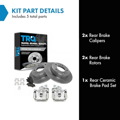 Image of TRQ Rear Brake Pad and Rotor Set Ceramic Calipers