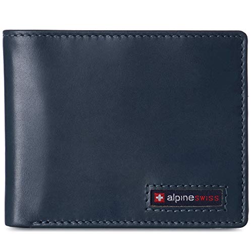 Image of Alpine Swiss Connor Executive Bifold Wallet | Business Passcase for Men | Premium Leather | Dual ID Windows | RFID Blocking | Gift Box Included Glossy Nappa Teal