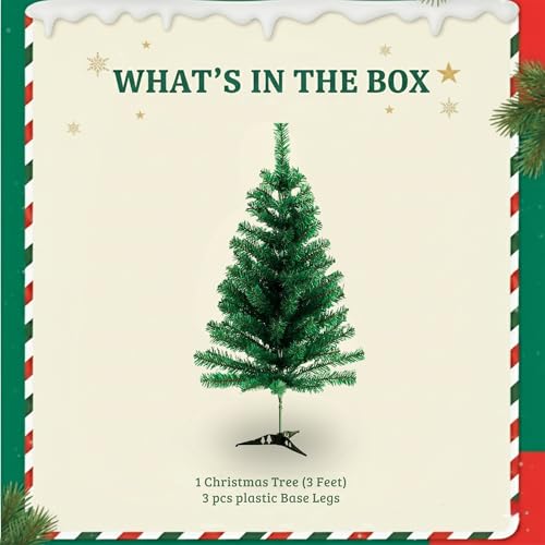 Image of CraftVatika Christmas Tree 3 Feet for Xmas Party Decoration, X Mas Tree for Home Office Table Decor, Christmas Party Items, Merry Christmas Tree with Stand for Xmas