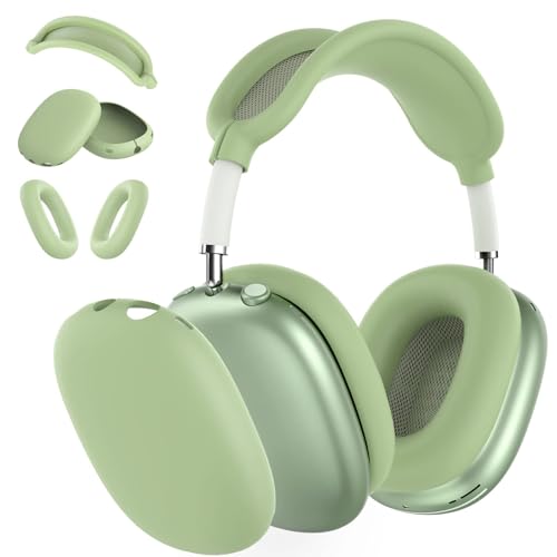 Kryzalite Beschermhoes compatibel met Airpods Max, beschermt je hoofdtelefoon tegen krassen en beschadigingen, stoot- en krasbestendig, zachte siliconen krasbestendig (groen)