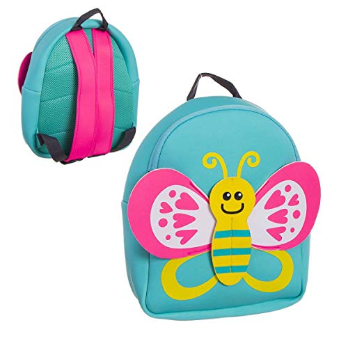 Preisvergleich Produktbild Hogar Deco Kinderrucksack Schmetterling, Neopren, blau, 32 cm