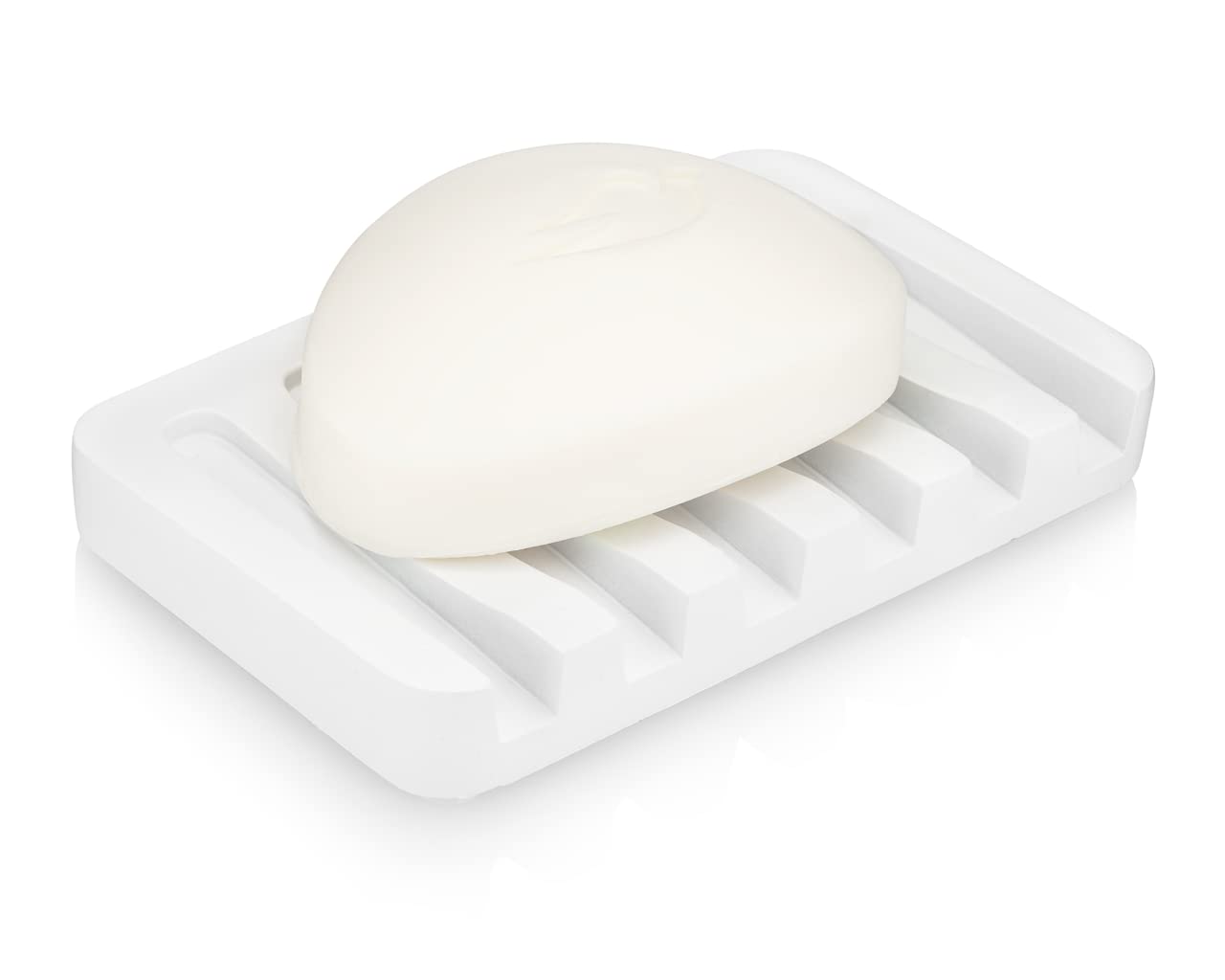 Essentra HomeMatte White Self-Draining Rectangular Soap Dish