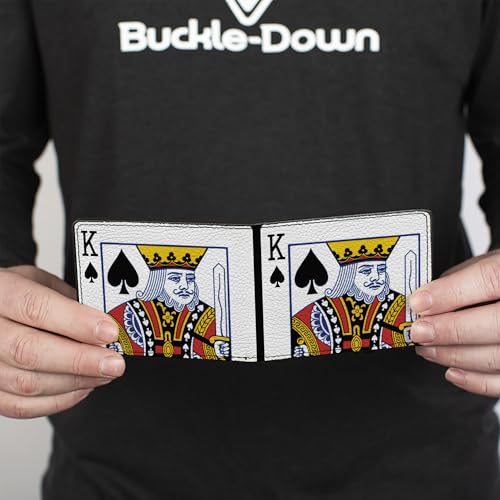 Buckle-Down Men's PU Bifold Wallet-King of Spades, Multicolor, 4.0" x 3.5"4
