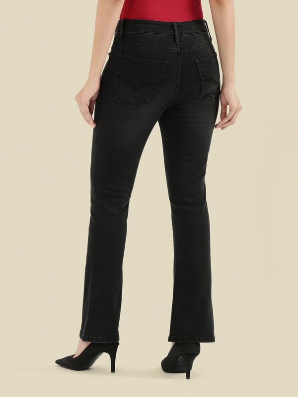 Image of GO COLORS Soft Cotton Blend Bootcut Jeans Full Length for Women| Breathable, Mid Rise