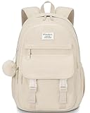 WINDARS School Backpack for Teens, Large Corduroy Bookbag Cute 15.6 Inch Laptop Bag for Girls Women Lightweight Aesthetic High School College Back Pack for Student Nurse, Beige