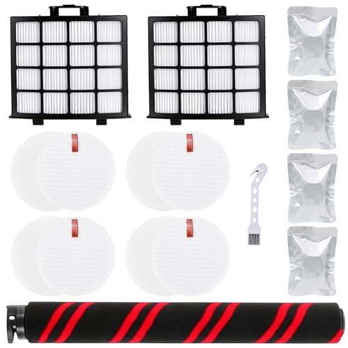 Image of 12 Pack UV2500 Brush Roller Filter Replacement Part Compatible with Shark UV2500 Performance Powered Lift-Away Upright Vacuum, 1 Brushroll 2 Filters 4 Foam Filters 4 odor neutralizer 1 Cleaning Brush