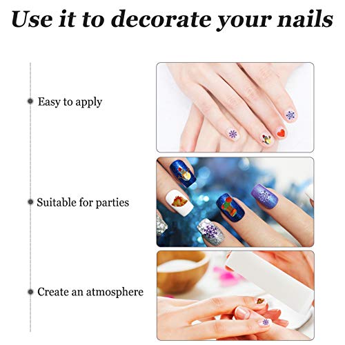 PIXNOR 5 Folhas Adesivos de Unhas de Natal Desenho Animado Floco de Neve de Inverno Adesivos de Unha