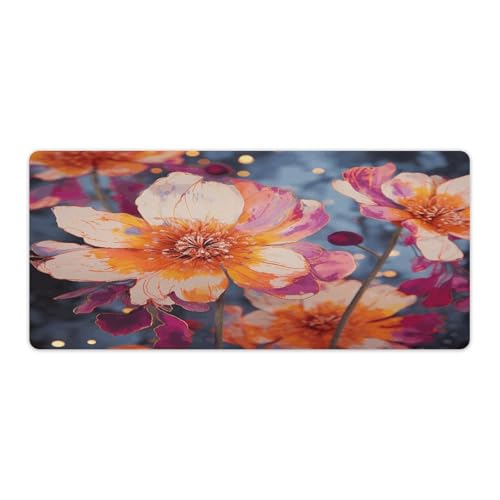 Tapis de bureau grand format contre les rayures de table avec décor fleuri étanche