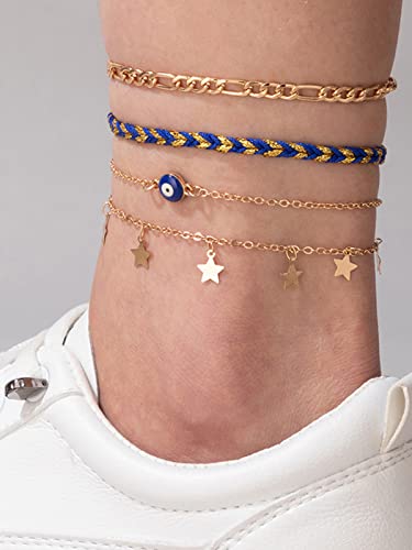 Modern Toned Star Charm Combo Anklet for Women