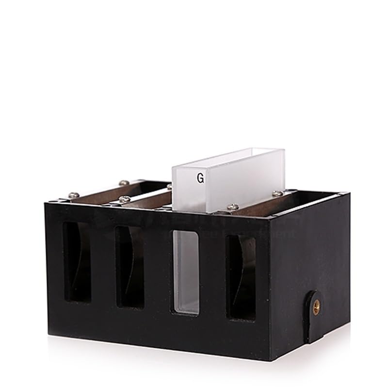 Soporte for cubetas de vidrio de 50 mm - Estante de cuatro posiciones for uso en laboratorio, estante fijo de plástico negro