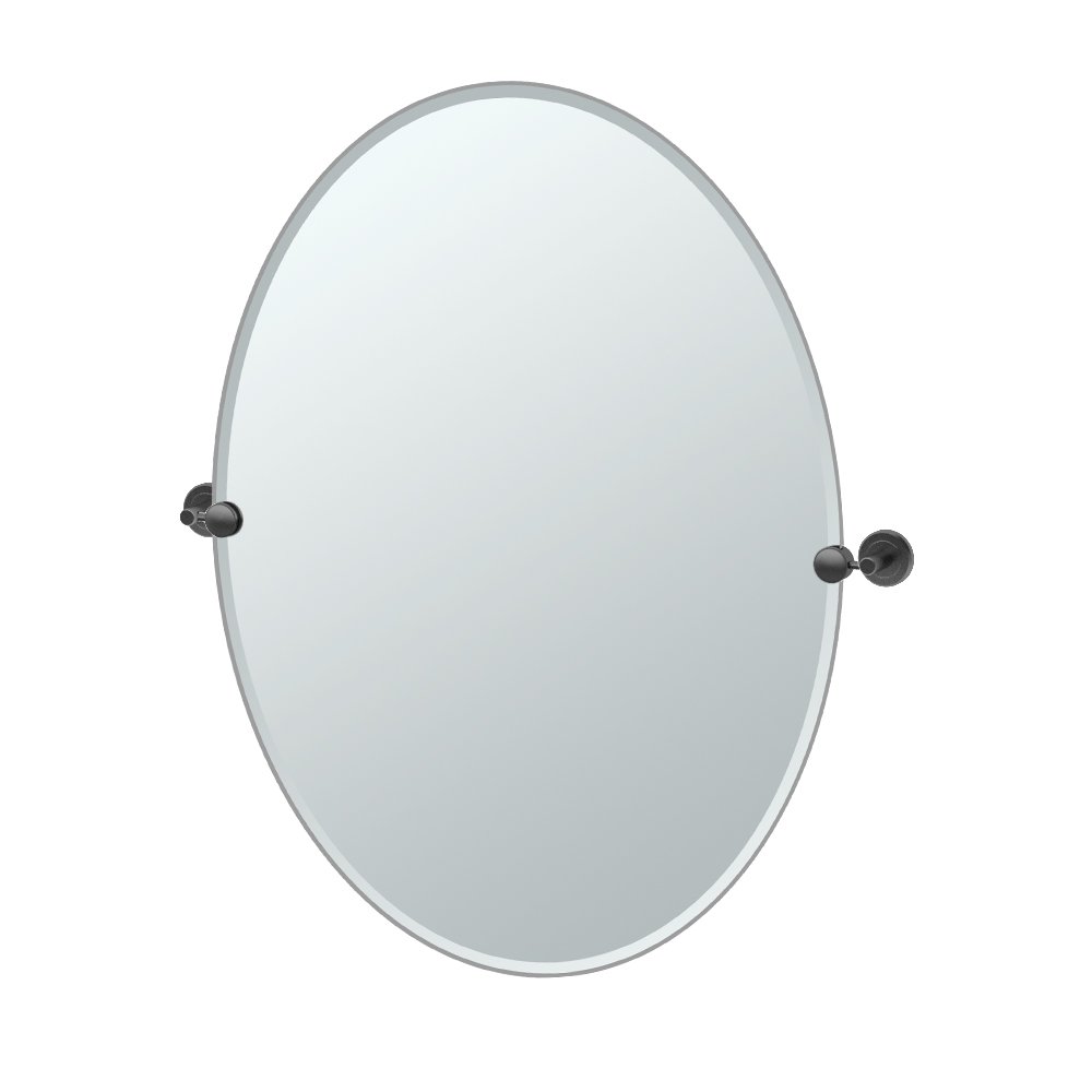 Gatco 4249MXLG Latitude II Large Oval Mirror Matte Black, 32 H x 28.5 W