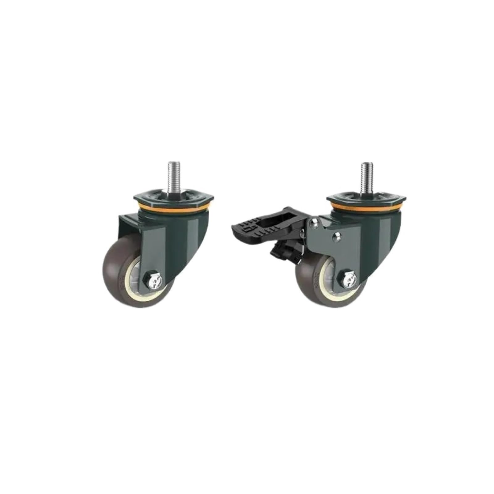 Rueda Universal de Tornillo M10/M12/M14/M16/M20 5 Pulgadas, con Freno, Eje Goma, polea giratoria, máquina silenciosa, Carga única, 150KG, 1 ud