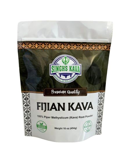 Polvo de raíz de kava de Fiji noble premium (WAKA)  Producto totalmente natural (4 onzas) (Fijian Nailuva, 16 onzas)