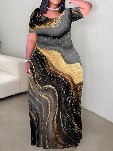 Image of Plus Size Maxi Dresses for Curvy Women T-Shirt Summer Sun Dresses Loose Fit