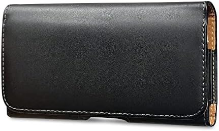 [MONDEOLE] スマホ ベルトケース （ブラック/選べる２サイズ） 携帯ポーチ 横型 ベルト通し付き (５．７～６．３インチ用)