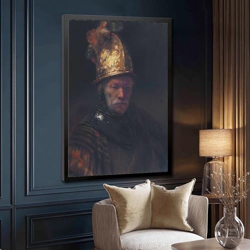 Toile Rembrandt Homme au casque doré cadre décoration murale salon tableau peinture 20x30 - 3