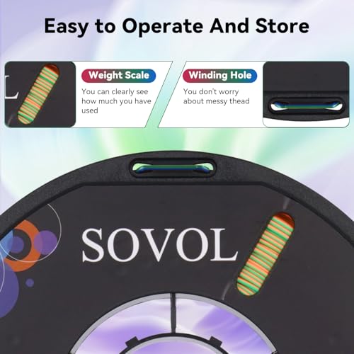 Image of Sovol PLA Filament Silk Tri Color Co-Extrusion 1.75mm, 3D Printer Filament 1kg / 2.2lbs, Shiny Silk Blue Green Orange 3 in 1 Coextrusion PLA Material + /-0.03mm