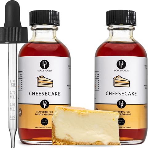 Image of Dolce Flav Cheesecake Extract - 2 Ounce Water-Soluble Kosher, Sugar-Free, Concentrated Creamy Flavor for Desserts, Frostings & Pastries, Includes Measured Dropper, Pack of 2