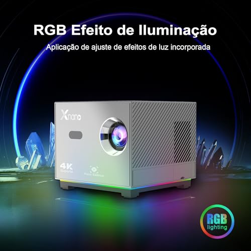 【Netflix Autorizar】XNANO Mini Projetor Portátil,Foco Eletrônico,Projetor Inteligente,com 5G WiFi BT