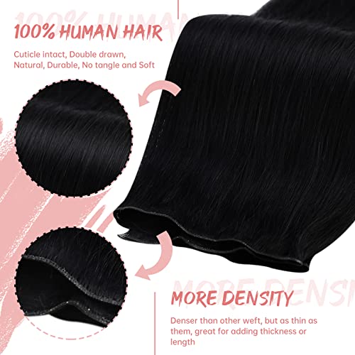 Fshine Weaving Hair Weft Extensions,14 Inch 50 g,Remy Human Hair Extensions,Color 1 Jet Black,Silky Soft Texture,No Damage Wear,for women - Image 2