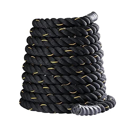 KUYUC Battle Ropes, 1 inch Diameter Battle Rope, Home Gym Equipment for Strength Training Outdoor Cardio Men and Women (Color : Black, Size : 9m(30ft))