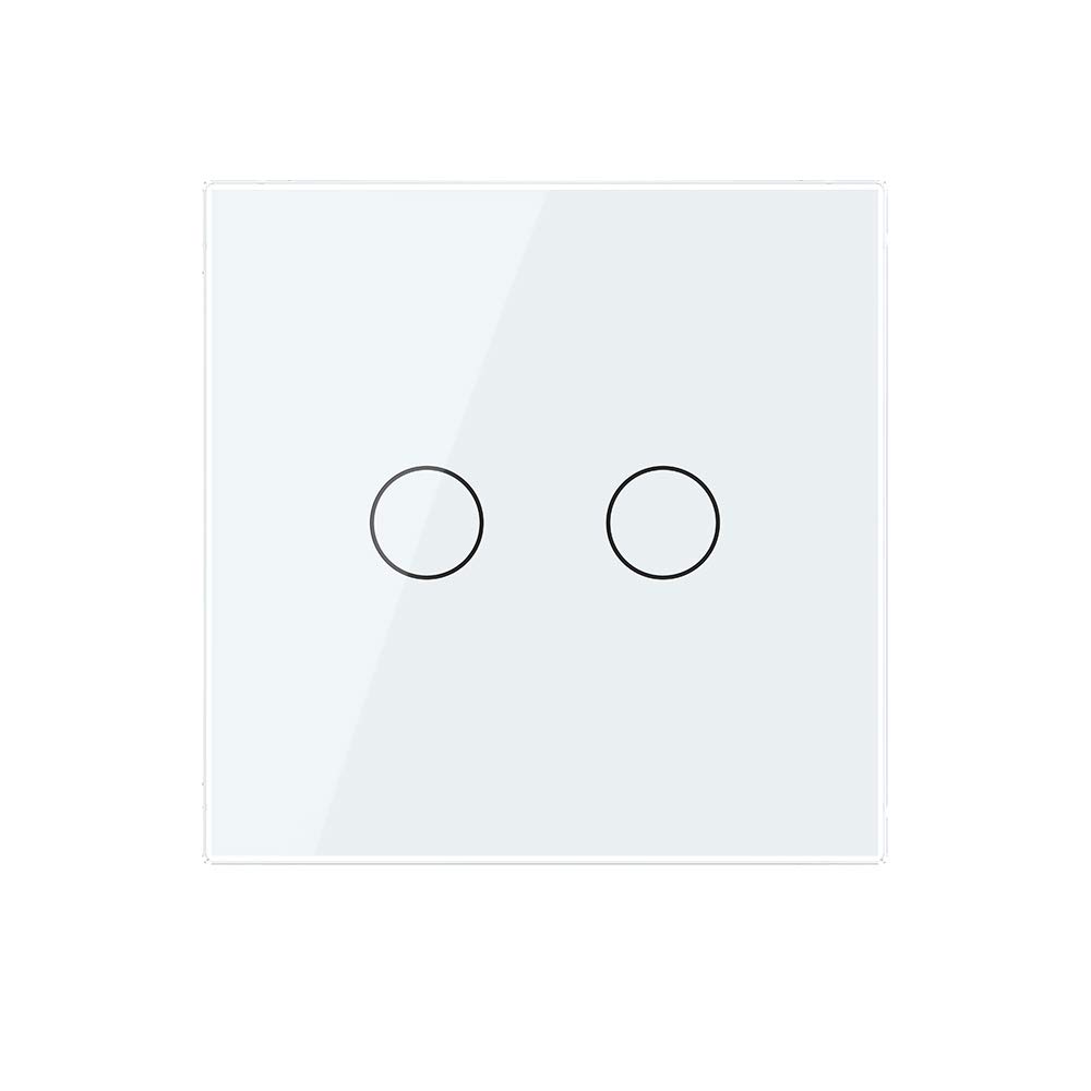 LIVOLO Nouvel Interrupteur Tactile Zigbee Simple 2 boutons, contrôle APP, interrupteur mural intelligent (sans neutre), nécessite LIVOLO HUB, Compatible avec Alexa, Google Home, Blanc, VL-C702Z-2WG