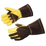 Guantes de Soldadura de forja de Cuero de 13,5 Pulgadas, Resistentes al Calor y al Fuego for soldar, Barbacoa y Chimenea