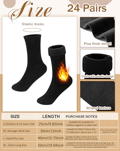 Henoyso 24 Pairs Thermal Socks Bulk Warm Thick Winter Unisex Medium Socks for Men Women Homeless Care Package3