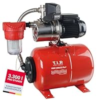 T.I.P. Hauswasserwerk Edelstahl mit Vorfilter (3.300l/h Fördermenge, 46m Förderhöhe, 4,6bar Druck, 800W, Installationsfertige Druckschaltung, 22l Stahl-Druckkessel, Manometer)HWW 1000/25 Plus F, 31144
