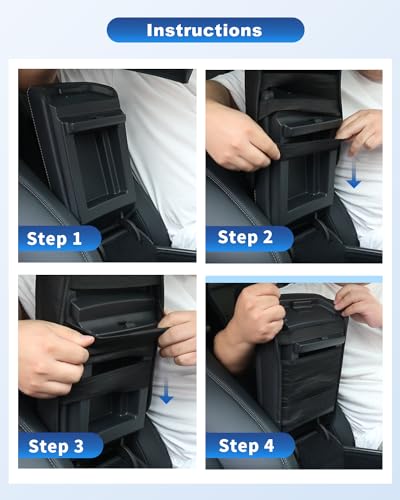 Image of CDEFG for 2024 2025 2026 Chevy Blazer EV Center Console Cover for 2024 2025 2026 Chevrolet Blazer EV LT /RS Accessories Armrest Cover Blazer EV Middle Console Pad Arm Rest Cushion (Black Leather)