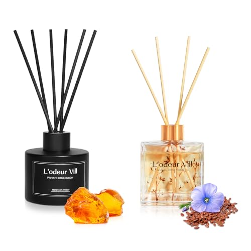 L'odeur Vill Difusor Aromático Set 3.4 oz Amber y Fresh Linen