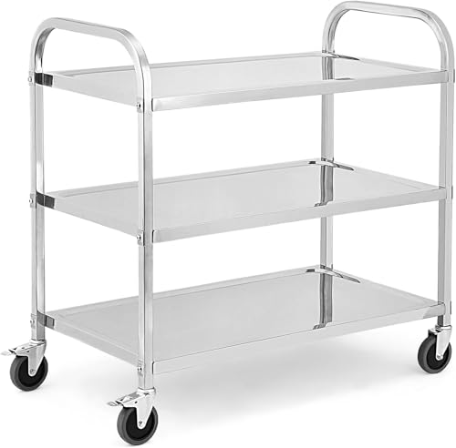Ampia applicazione: il nostro carrello di servizio in acciaio inox è perfetto per pasti, piatti, bevande ecc. - Carrello di servizio ideale per cucine domestiche, bar, ristoranti, case di cura e catering.