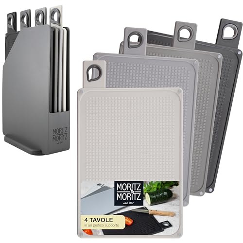 Moritz & Moritz Set Taglieri Plastica - 4x Tagliere da cucina - Set Tagliere Cucina 20,5 x 14,5 cm - Gommini Antiscivolo per un...
