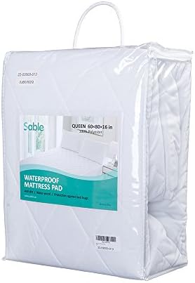 Sable Quilted Mattress Pad Waterproof Cover Topper for Beds with Down Diamond Stitch Down Alternative Fill 100% Soft Microfiber, Five Side Protection, 16 Inch Deep Pocket Fitted Kingsize