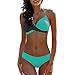 Produktbild TIMEMEAN Bademode Damen Bikini Sets Push Up Gepolsterter BH Patchwork Teilt 2 StüCke Badeanzug Passen Strandkleidung