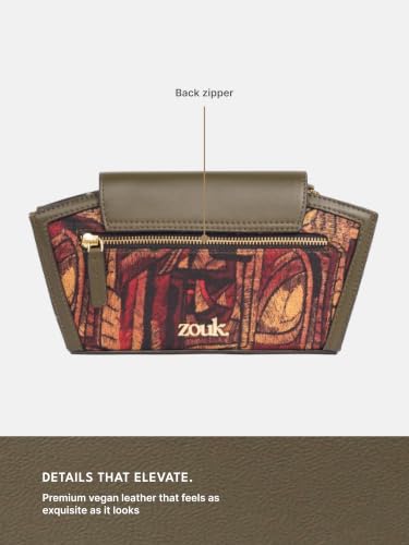 Image of ZOUK Women's Zareen Clutch Bag with Detachable Sling Strap | Vegan Leather | Wedding, Party, Formal