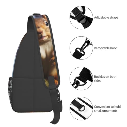 Mochila Sling estilo Crossbody diseño Ardilla negra miniatura 4