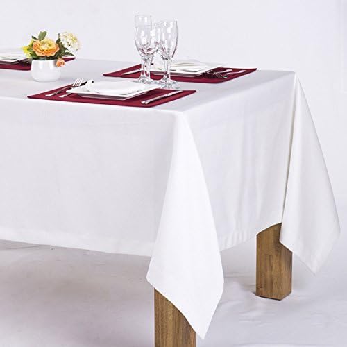 Polyester Oblong Tablecloth Fit for Rectangular Table White