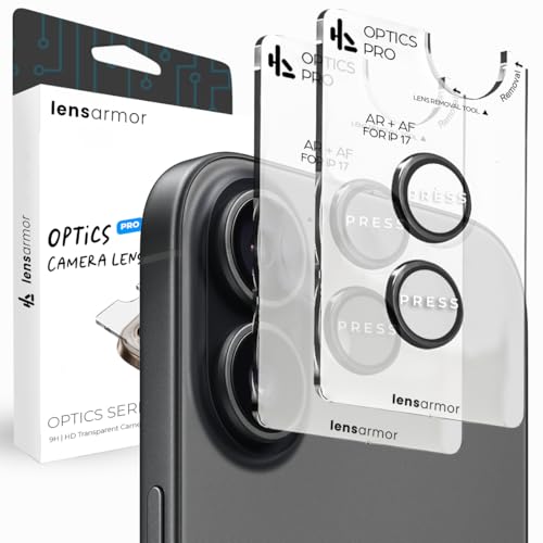 Image of Lensarmor Compatible with iPhone 17 Camera Lens Protector Black (2-Pack) - 9H Tempered Glass, Military-Grade Anti-Scratch, Case-Friendly, Easy Install Frame