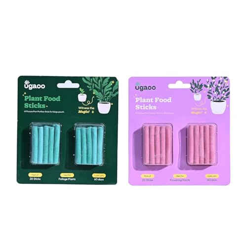 Image of UGAOO Plant Food & Bloom Fertilizer Sticks Combo for Indoor & Outdoor Plants | Slow Release Plant Nutrition & Flower Booster | Fertilizer Sticks for Potted Plants | Pack of 40 (20+20)